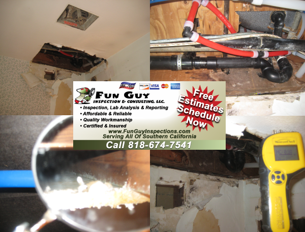 Finding water damage and mold in the wall of your home Malibu FunGuyInspections.com