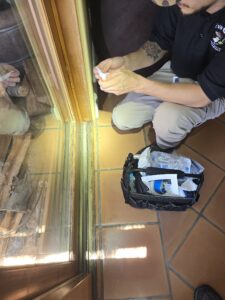 Sampling for ash, soot, after fire damage cleaning