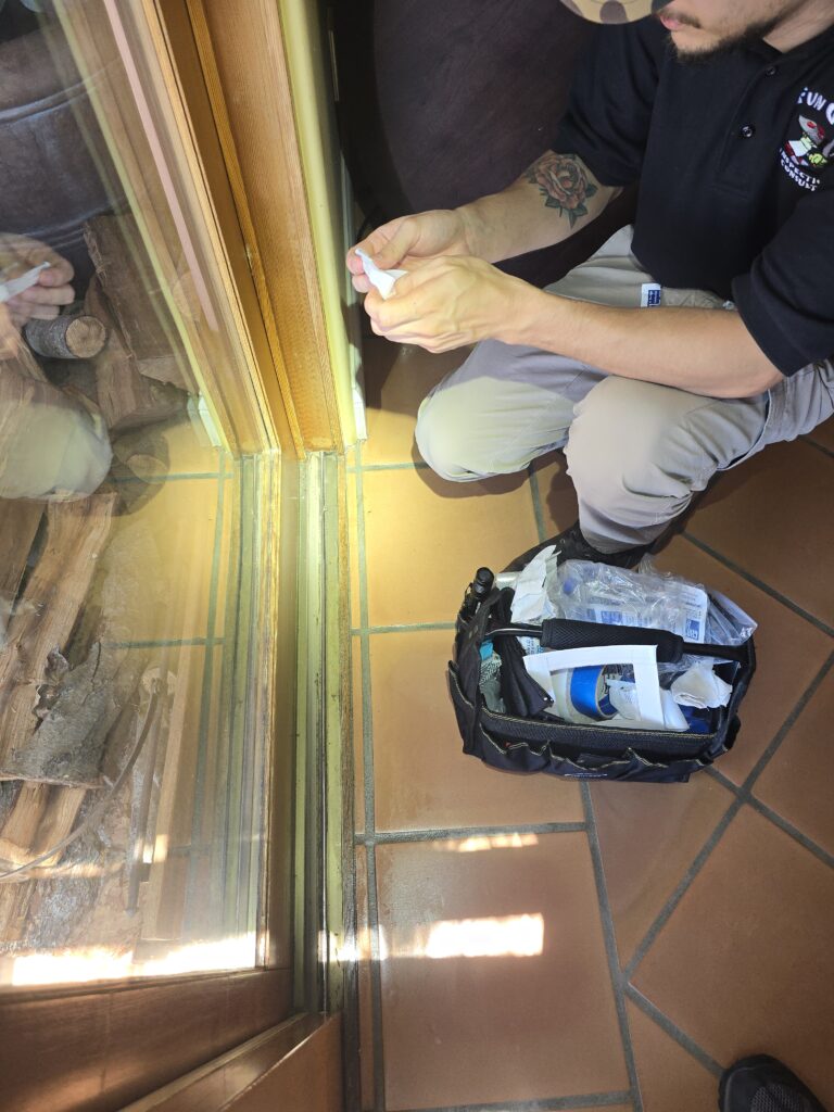 Sampling for ash, soot, after fire damage cleaning