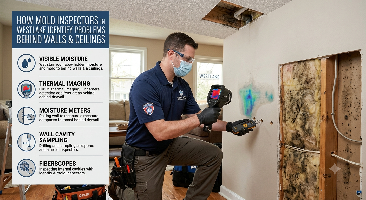 FunGuy Mold Inspections | How Mold Inspectors in Westlake Identify Problems Behind Walls and Ceilings